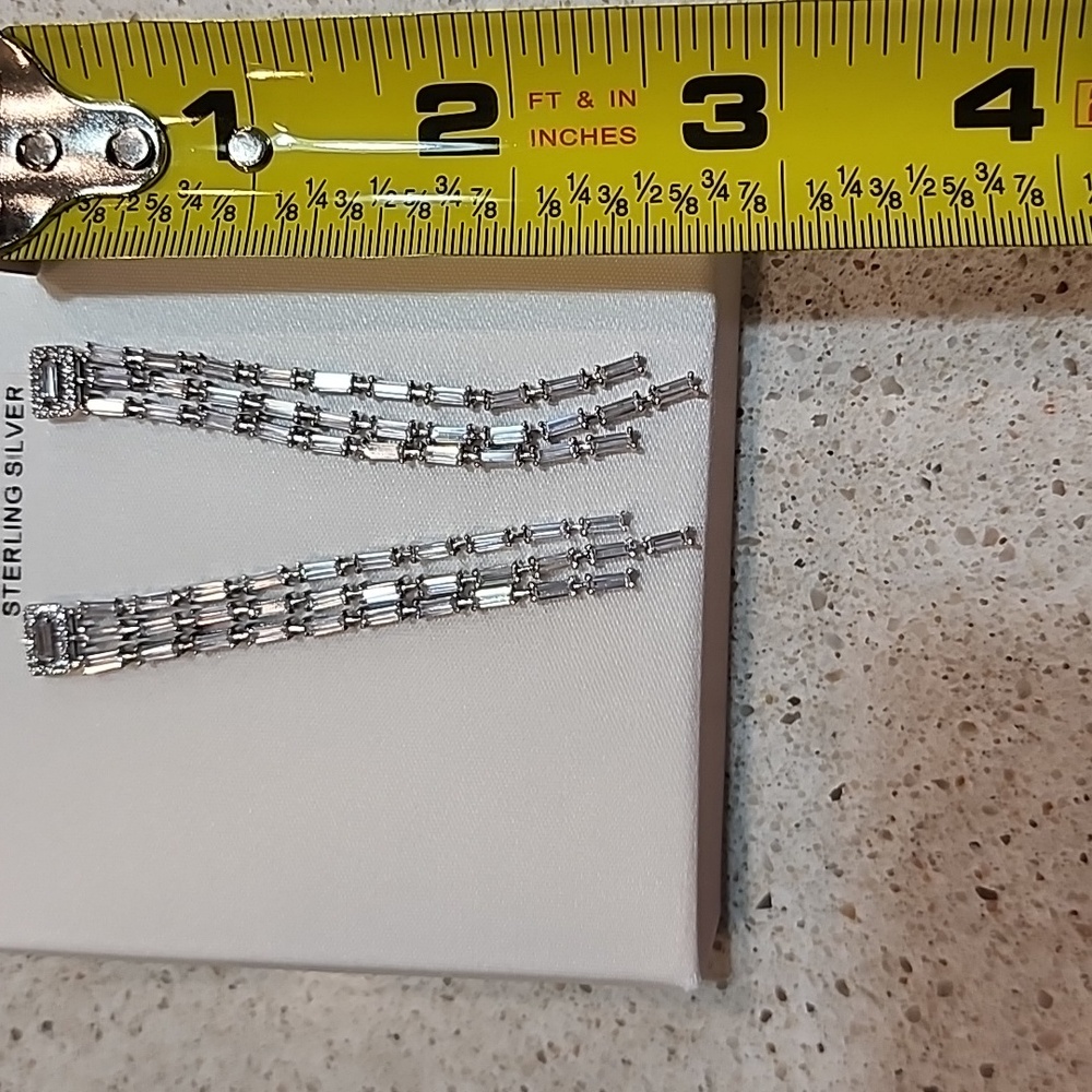 Valentines Gift Sterling Silver Cubic Zirconia Dangle Earrings Date Night Nwt - Picture 4 of 6